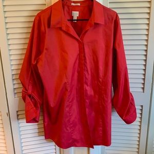 Chico’s orange long sleeve button shirt